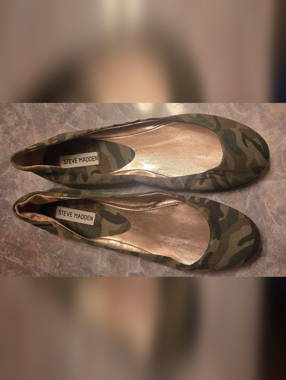 Steve Madden Olive Camouflage Slip-On Ballet Flats